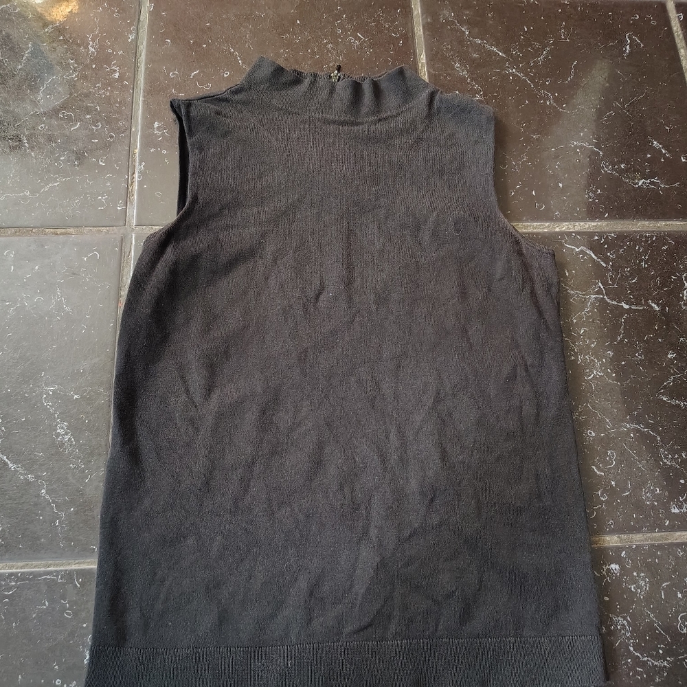 Talbots Black Mock Neck Sleeveless Top Size S